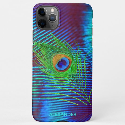 パーソナライズされたクジャックブルーフェザー iPhoneケース (裏面)