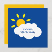 パーソナライズされたクラウド&サンシャイン誕生日招待状 (正面/裏面)