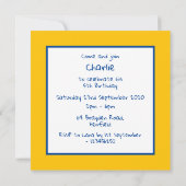 パーソナライズされたクラウド&サンシャイン誕生日招待状 (裏面)