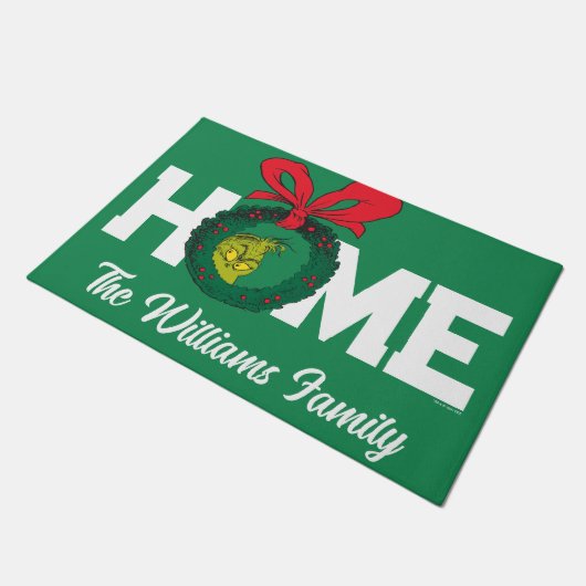 パーソナライズされたクラシックグインチ |クリスマスリース ドアマット (アングル)