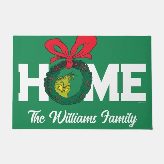 パーソナライズされたクラシックグインチ |クリスマスリース ドアマット (正面)