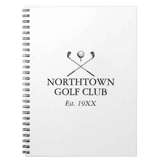 パーソナライズされたクラシックゴルフクラブネーム ノートブック (正面)