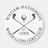パーソナライズされたクラシックゴルフクラブネーム マグネット (正面)