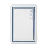 パーソナライズされたクラシックネイビーブルーモノグラム バスマット (正面縦)