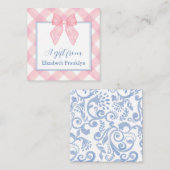 パーソナライズされたクラシックピンクギンガムガールズギフト エンクロージャーカード (正面/裏面)