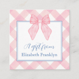 パーソナライズされたクラシックピンクギンガムガールズギフト エンクロージャーカード