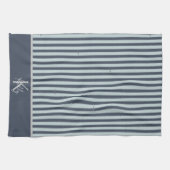 パーソナライズされたクラシックブルースキッチンストライプのタオル キッチンタオル (横)