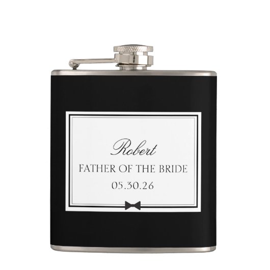 パーソナライズされたクラシックボウタイ新婦の父 フラスク (正面)
