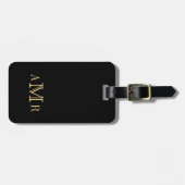 パーソナライズされたクラシックモノグラムブラック ラゲッジタグ (正面横)