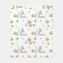 パーソナライズされたクラシックワインベアベビーブランケット