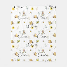 パーソナライズされたクラシックワインベアベビーブランケット フリースブランケット