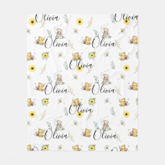 パーソナライズされたクラシックワインベアベビーブランケット フリースブランケット