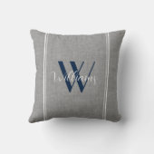 パーソナライズされたクラシック名ストライプの クッション (裏面)