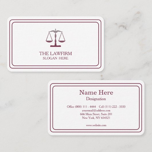 パーソナライズされたクラシック弁護士ジャスティススケール 名刺 (正面/裏面)