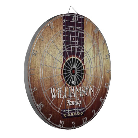 パーソナライズされたクラシック木製音響ギター ダーツボード (正面左)