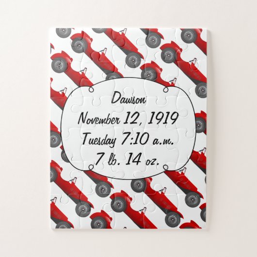 パーソナライズされたクラシック男の赤ちゃん状態誕生レコード ジグソーパズル (縦)