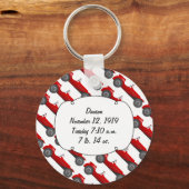 パーソナライズされたクラシック男の赤ちゃんStatギフト キーホルダー (正面)