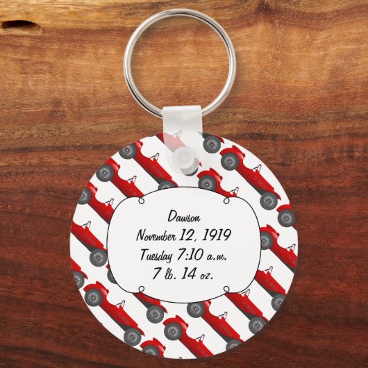 パーソナライズされたクラシック男の赤ちゃんStatギフト キーホルダー (正面)