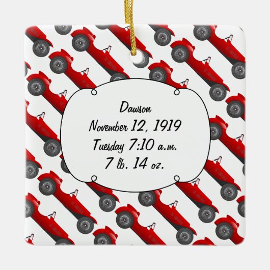 パーソナライズされたクラシック男の赤ちゃんStatギフト セラミックオーナメント (正面)