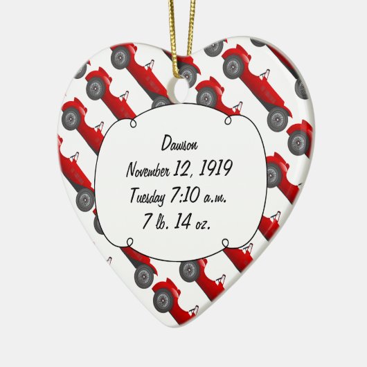 パーソナライズされたクラシック男の赤ちゃんStatギフト セラミックオーナメント (左)