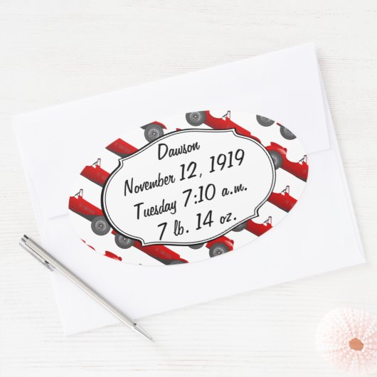 パーソナライズされたクラシック男の赤ちゃんStatギフト 楕円形シール (封筒)