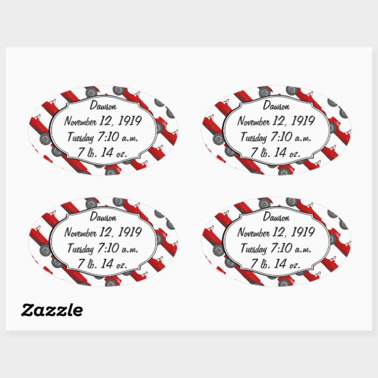 パーソナライズされたクラシック男の赤ちゃんStatギフト 楕円形シール (シート)