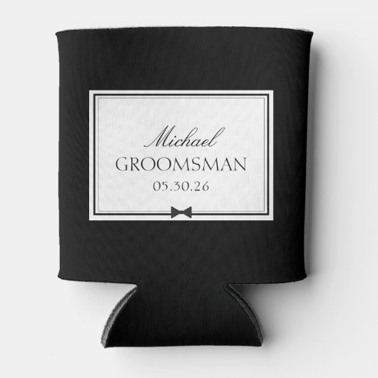 パーソナライズされたクラシック男らしBOW TIE GROOMSMAN 缶クーラー (正面)