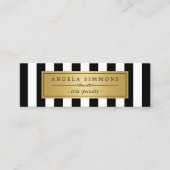 パーソナライズされたクラシック白黒ストライプミニホテル スキニー名刺 (正面)