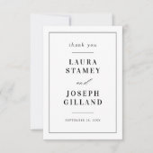 パーソナライズされたクラシック白黒結婚ズ サンキューカード (正面)