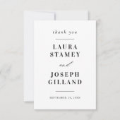 パーソナライズされたクラシック白黒結婚ズ サンキューカード (正面)