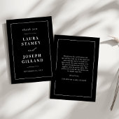 パーソナライズされたクラシック白黒結婚ズ サンキューカード