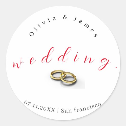 パーソナライズされたクラシック結婚式用シール ラウンドシール (正面)