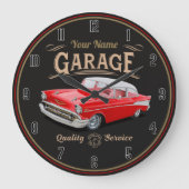 パーソナライズされたクラシック車ガレージ大時計 ラージ壁時計 (正面)