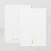 パーソナライズされたクラシック金ゴールド書道モノグラム ノートカード (正面/裏面)