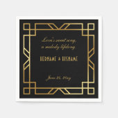 パーソナライズされたクラシック黒金ゴールド枠引用文 スタンダードカクテルナプキン (正面)