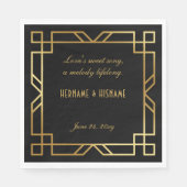 パーソナライズされたクラシック黒金ゴールド枠引用文 スタンダードランチョンナプキン (正面)