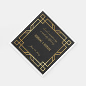 パーソナライズされたクラシック黒金ゴールド枠引用文 スタンダードランチョンナプキン (角)