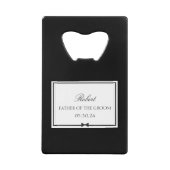 パーソナライズされたクラシックBow Tie新郎の父 クレジットカード栓抜き (正面)