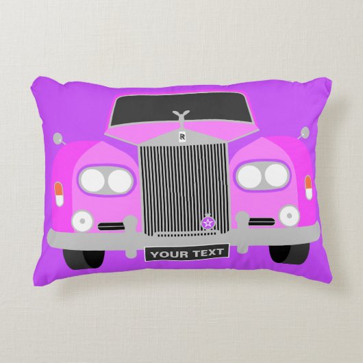 パーソナライズされたクラシックPink British Limousine Car アクセントクッション (正面)