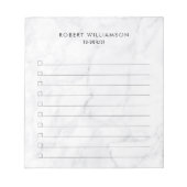 パーソナライズされたクラシックWhite Marble To-Doリスト ノートパッド (正面)