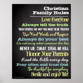 パーソナライズされたクリスチャン家族ルールハウスサイン ポスター