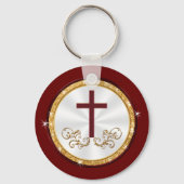 パーソナライズされたクリスチャン・パーティーの好意Burgundy キーホルダー (裏面)