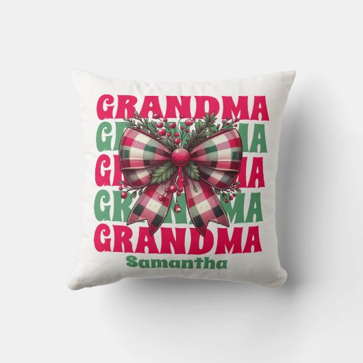 パーソナライズされたクリスマスおばあちゃんコケットボウ クッション (裏面)