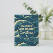 パーソナライズされたクリスマスおもしろいボート ポストカード (スタンド正面)
