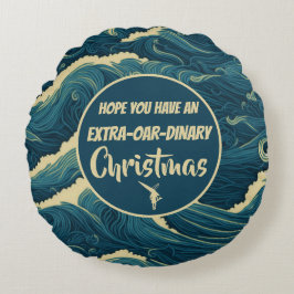 パーソナライズされたクリスマスおもしろいボート ラウンドクッション