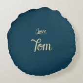 パーソナライズされたクリスマスおもしろいボート ラウンドクッション (裏面)