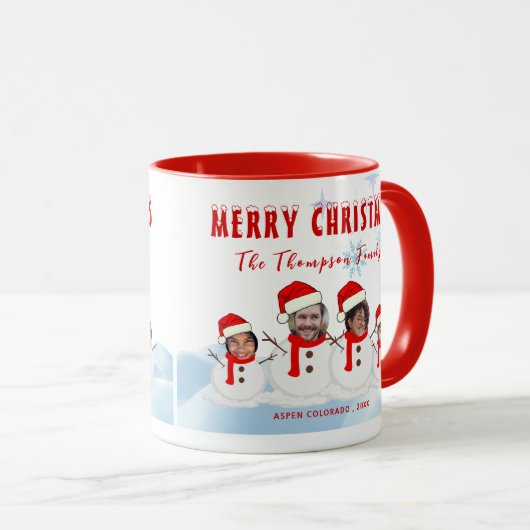 パーソナライズされたクリスマスおもしろい顔フォトコーヒー マグカップ (正面右)