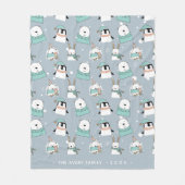 パーソナライズされたクリスマスかわいいクマ フリースブランケット (正面)