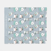 パーソナライズされたクリスマスかわいいクマ フリースブランケット (正面(横))