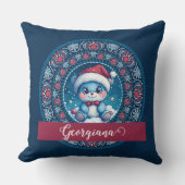 パーソナライズされたクリスマスかわいいベアドットマンダラ クッション (正面)